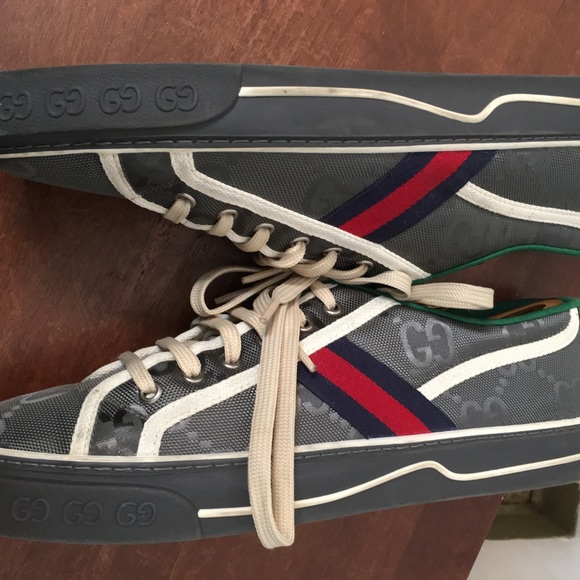 GUCCI GREY OFF THE GRID 'GUCCI TENNIS 1977' SNEAKERS - Picture 2 of 14